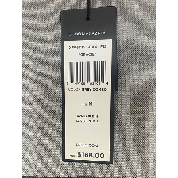 BCBG MAX AZRIA Womens Striped T-Shirt Dress "Gracie" Grey Combo Size M - Picture 2 of 10